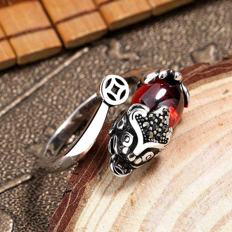 FengShui Genstone PiXiu Wealth Adjustable Ring