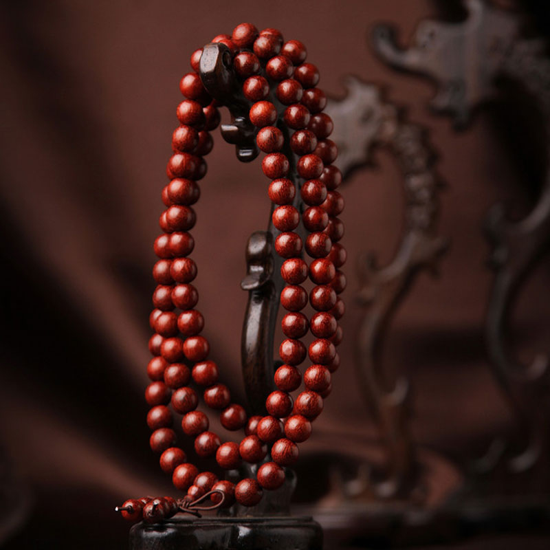 Tibetan Small Leaf Red Sandalwood 108 Beads Mala Meditation Bracelet