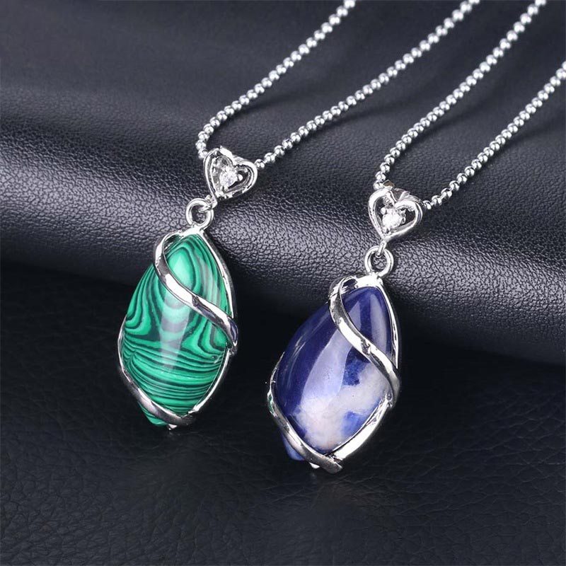 Marquise Pattern Natural Crystal Stone Charm Necklace Pendant (Extra 35% Off | USE CODE: FS35)