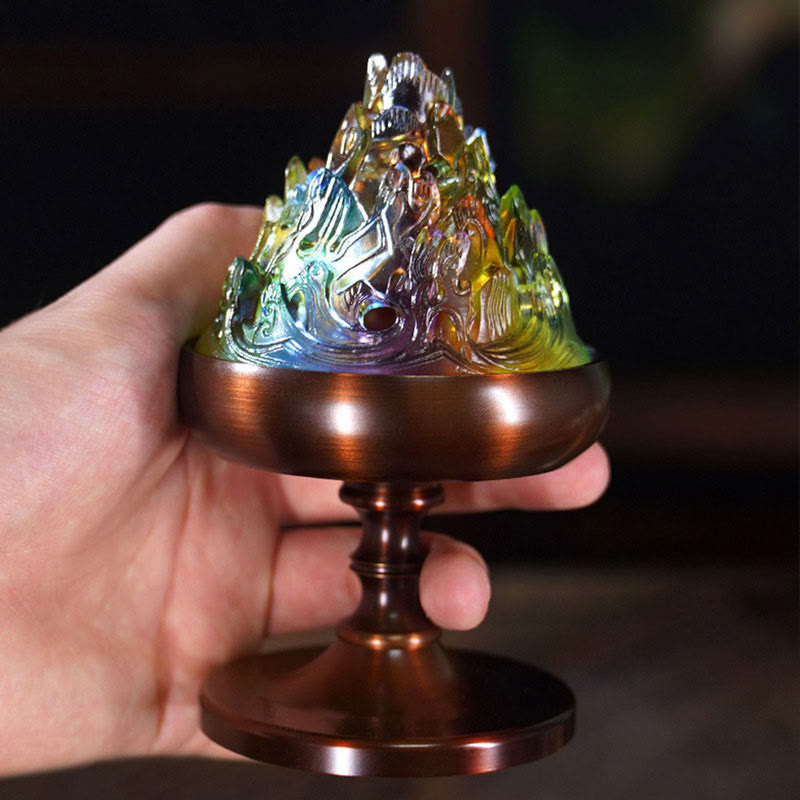 Mountain Peak Liuli Crystal Healing Meditation Incense Burner