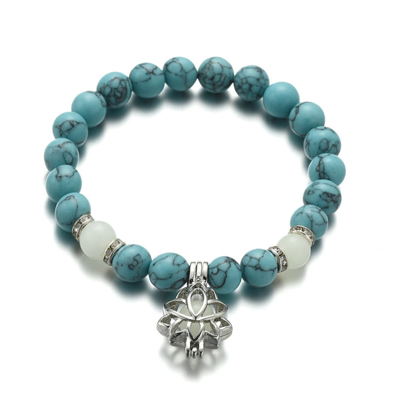 Tibetan Turquoise Glowstone Luminous Bead Lotus Protection Bracelet