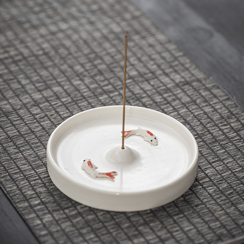 Hand-Painted Koi Fish Ceramic Stick Incense Burner