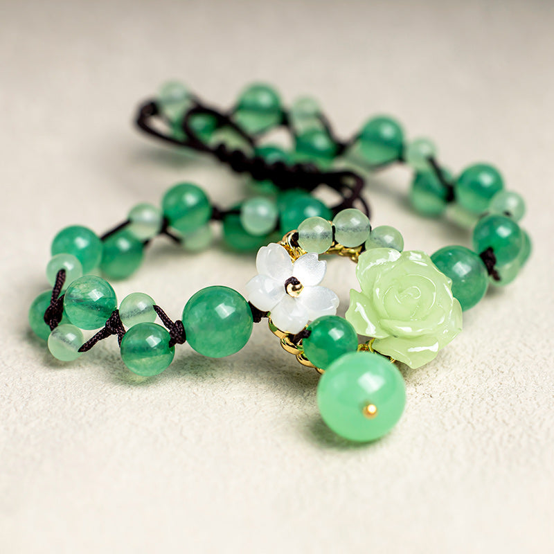 Adjustable Jade Braided Weave Anklet for Mindful Alignment