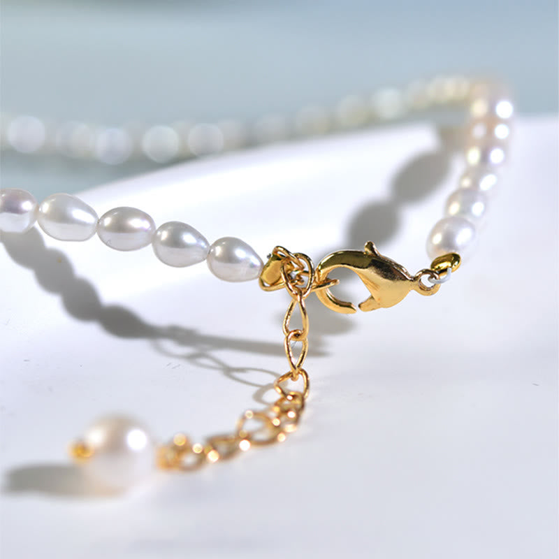 925 Sterling Silver Natural Pearl Larimar Sincerity Necklace Pendant