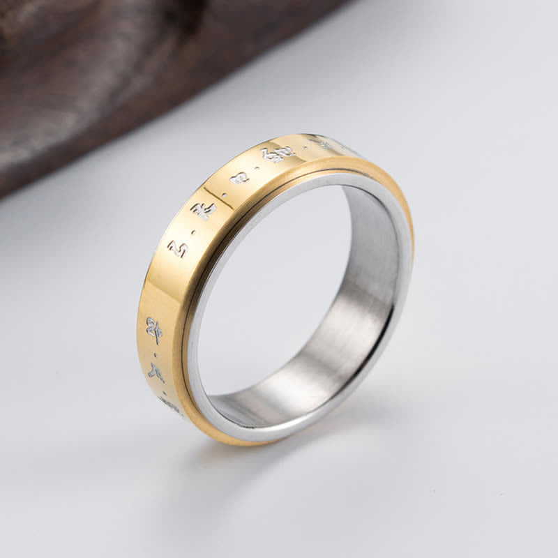 Minimalist Rotatable Mantra Titanium Steel Kinetic Balance Ring