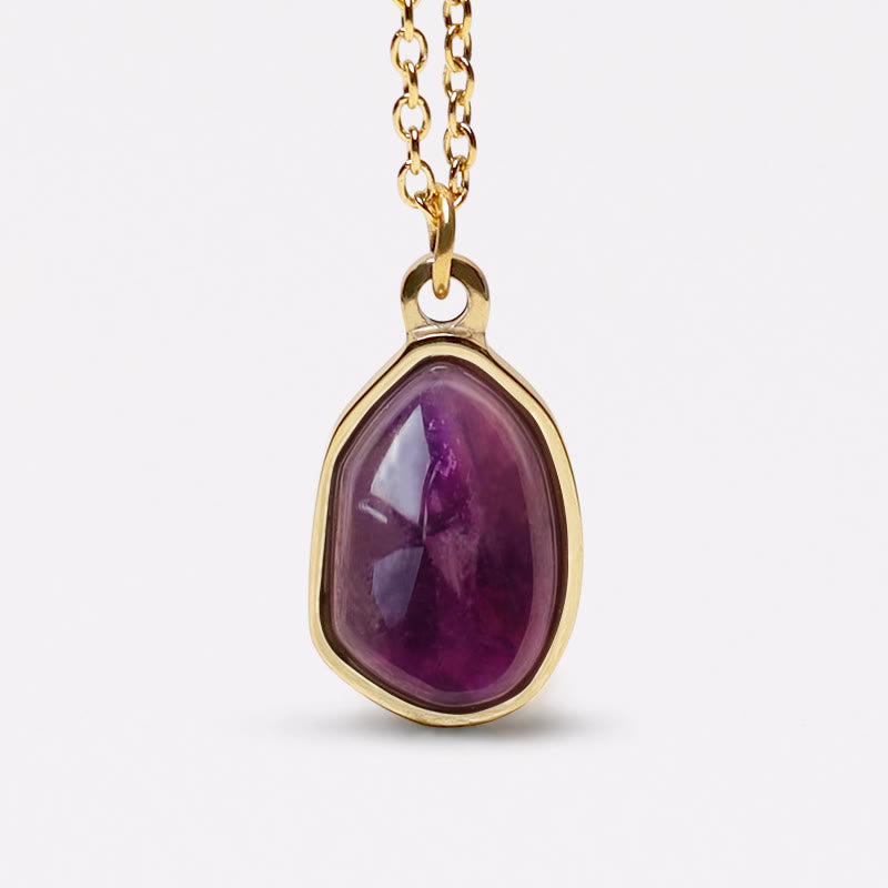 Natural Gemstone Blessing Pendant Necklace with Amethyst and Rose Quartz
