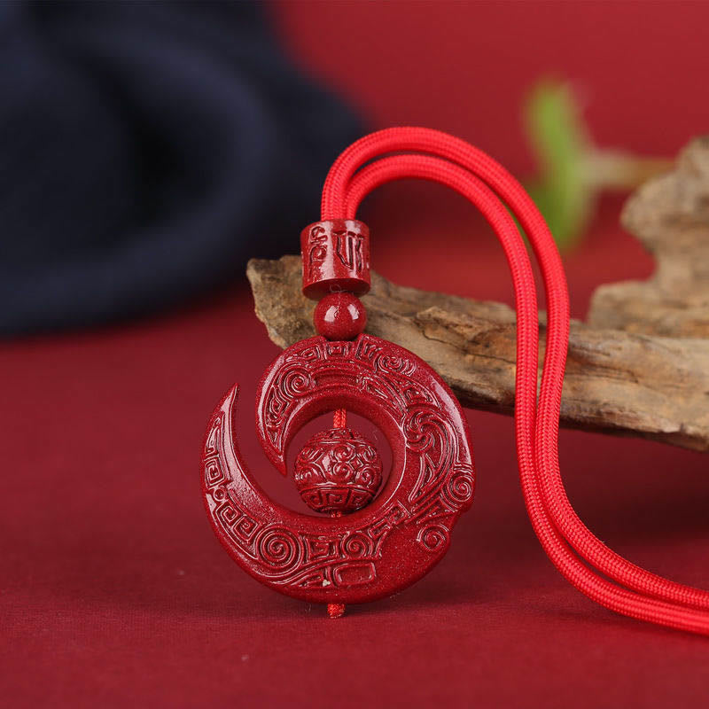 One's Luck Improves Design Patern Natural Cinnabar Concentration Necklace Pendant