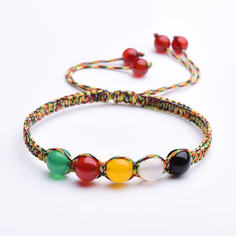 Colorful Agate Five Elements String Bracelet – Red Agate Energy Anchor