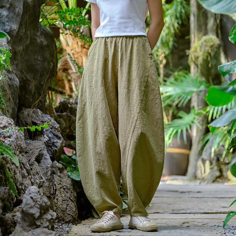 Solid Color Loose Yoga Harem Pants With Pockets