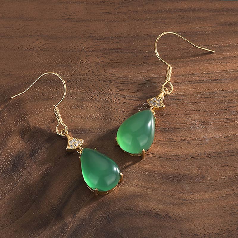 Cyan Jade Luck Drop Earrings