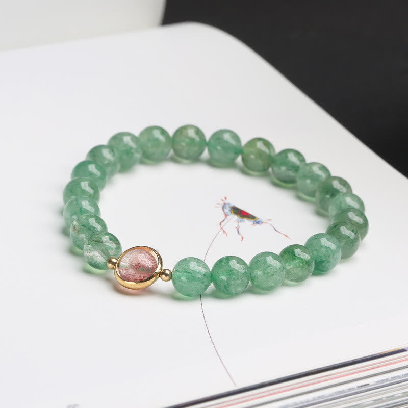 Natural Green Strawberry Quartz Soothing Beaded Bracelet