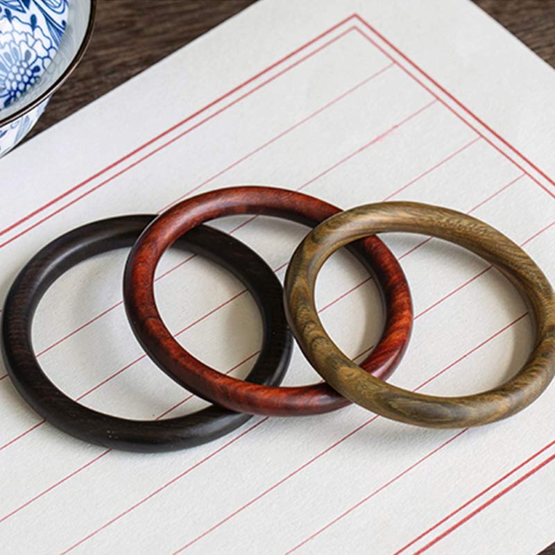 Tibetan Small Leaf Red Sandalwood Ebony Green Sandalwood Protection Bracelet Bangle