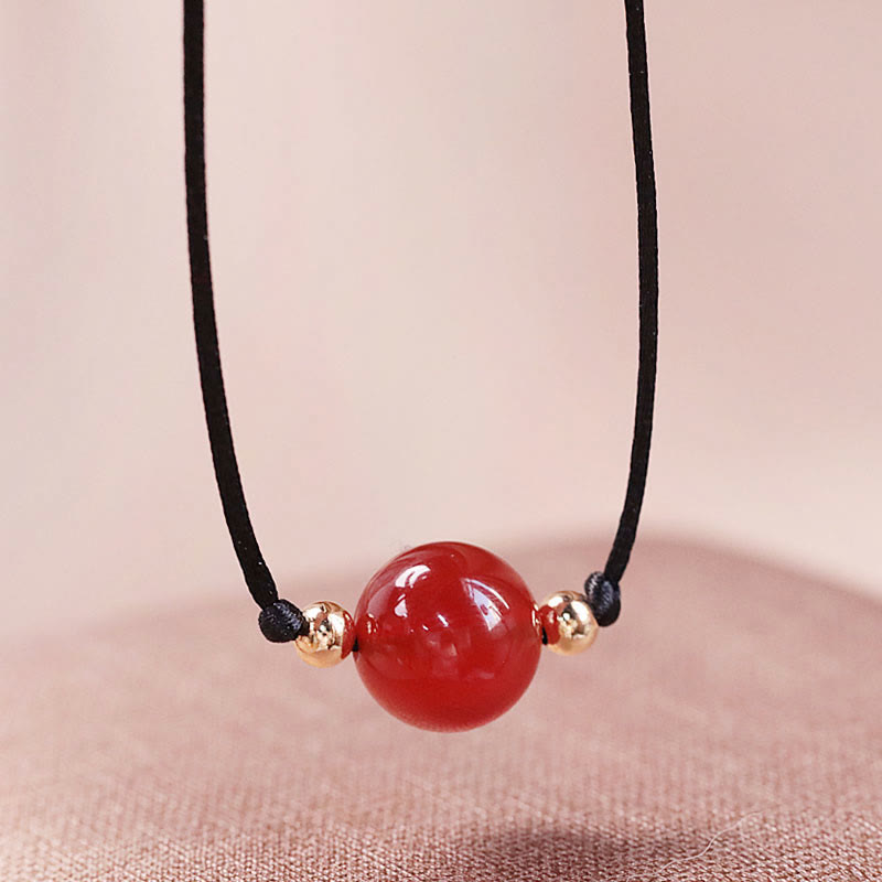 Natural Red Agate Chalcedony Self-acceptance Confidence String Bead Bracelet Necklace Pendant