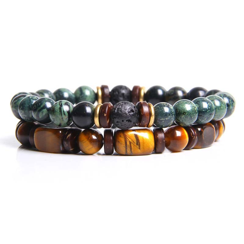2PCS Healing Crystal Emperor Stone Tiger Eye Bead Bracelet