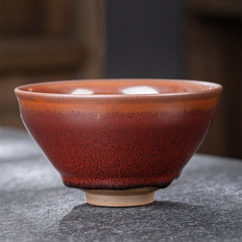 Vintage Red Brown Chinese Jianzhan Porcelain Teacup Kung Fu Tea Cup