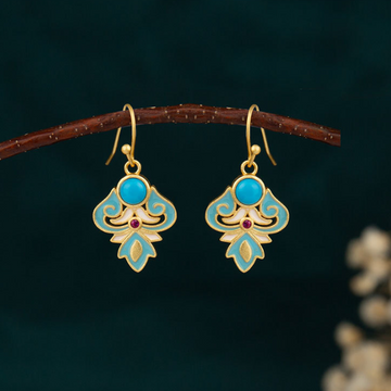Vibrant Enamel Turquoise and Copper Drop Earrings for Mindful Presence