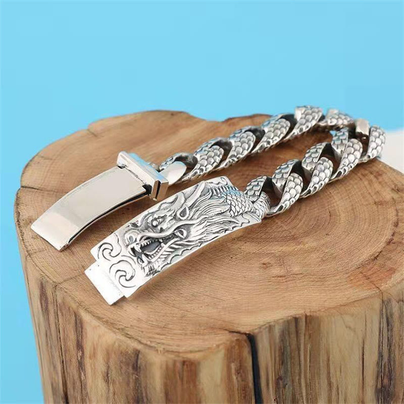 Retro Dragon Scale Pattern Engraved Protection Bracelet