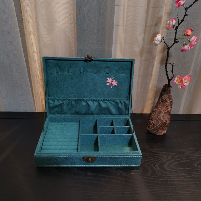 Floral & Dragonfly Flannel Single Layer Jewelry Organizer Box
