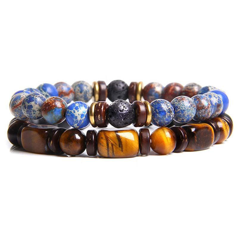 2PCS Healing Crystal Emperor Stone Tiger Eye Bead Bracelet