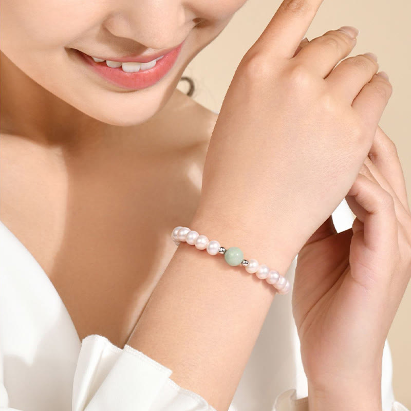 925 Sterling Silver Natural Pearl Jade Healing Necklace Bracelet Earrings With Gift Box