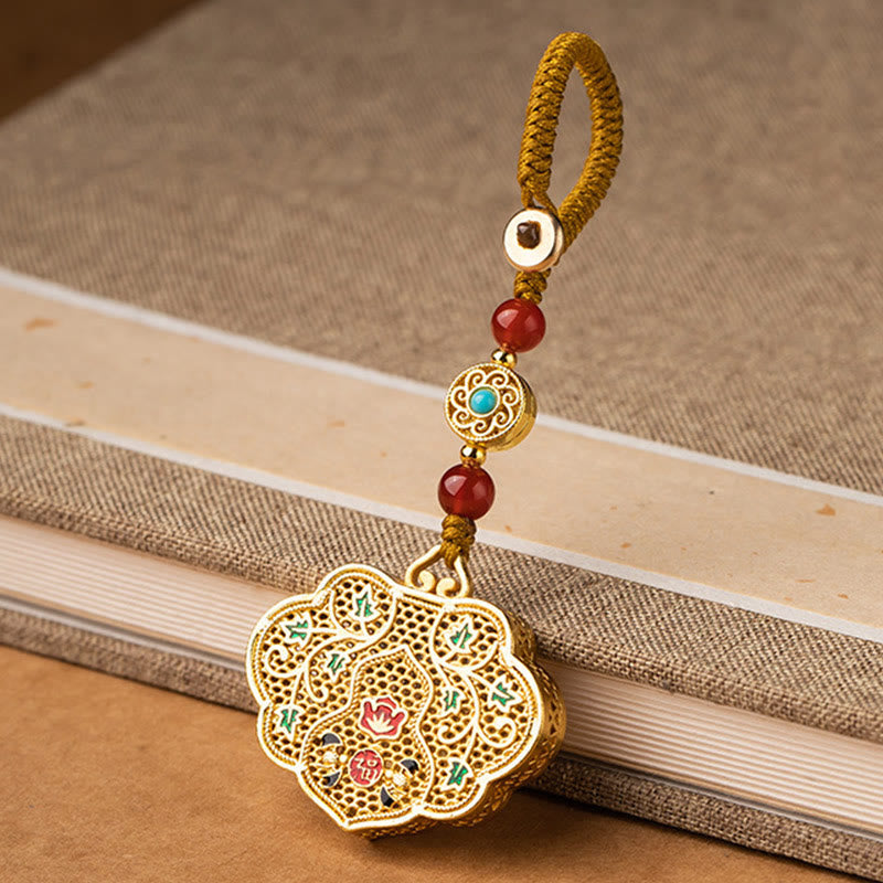 Lock of Good Wishes Fu Character Luck Blessing Key Chain