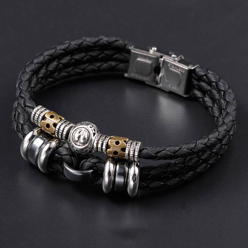 Hematite Grounding Bead Bracelet with 12 Zodiac Constellation Charms
