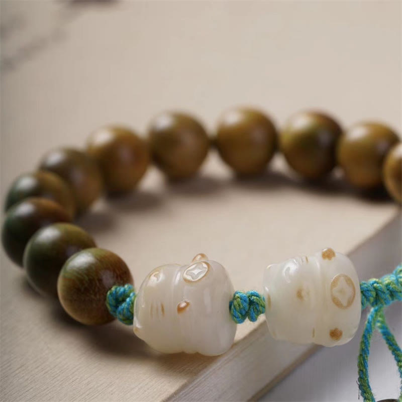 Green Sandalwood Bodhi Seed Lucky Cat Positive Bracelet