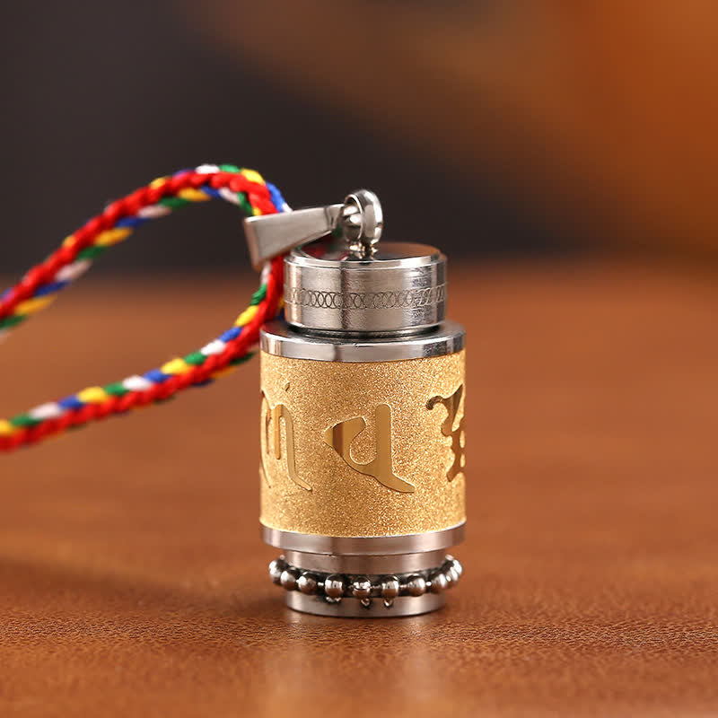 Tibet Om Mani Padme Hum Shurangama Mantra Titanium Steel Wisdom Amulet Necklace Pendant