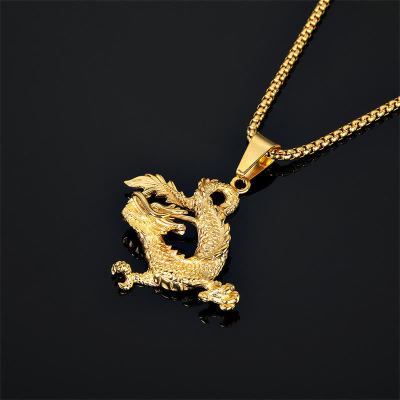 Dancing Dragon Pattern Luck Necklace Pendant