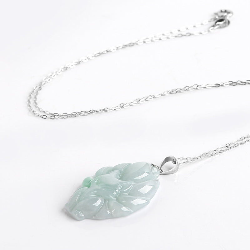 925 Sterling Silver Natural Jade Nine Tailed Fox Prosperity Necklace Pendant