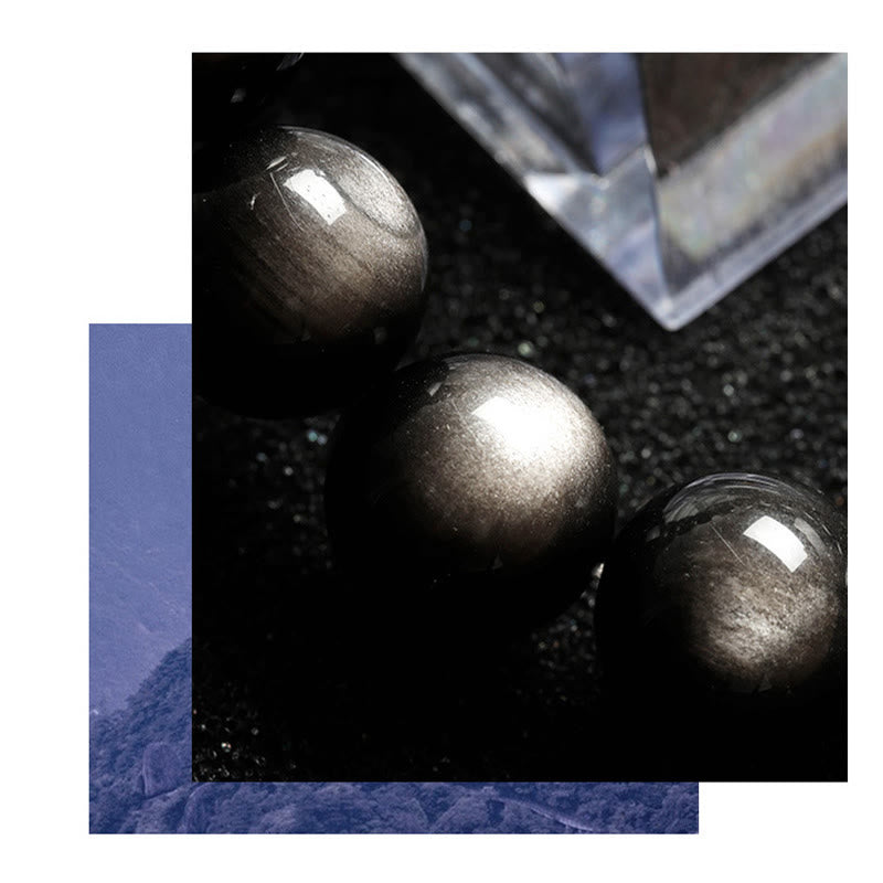 Natural Silver Sheen Obsidian Soothing Protection Bracelet