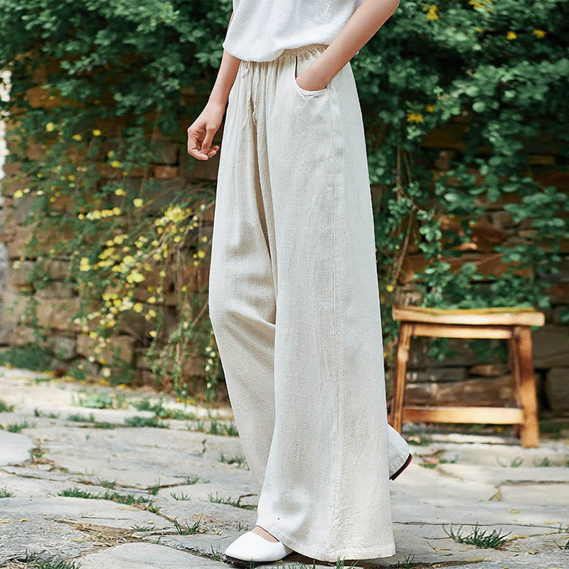 Plain Wide Leg Pants Dance Women's Yoga Pants With Pockets