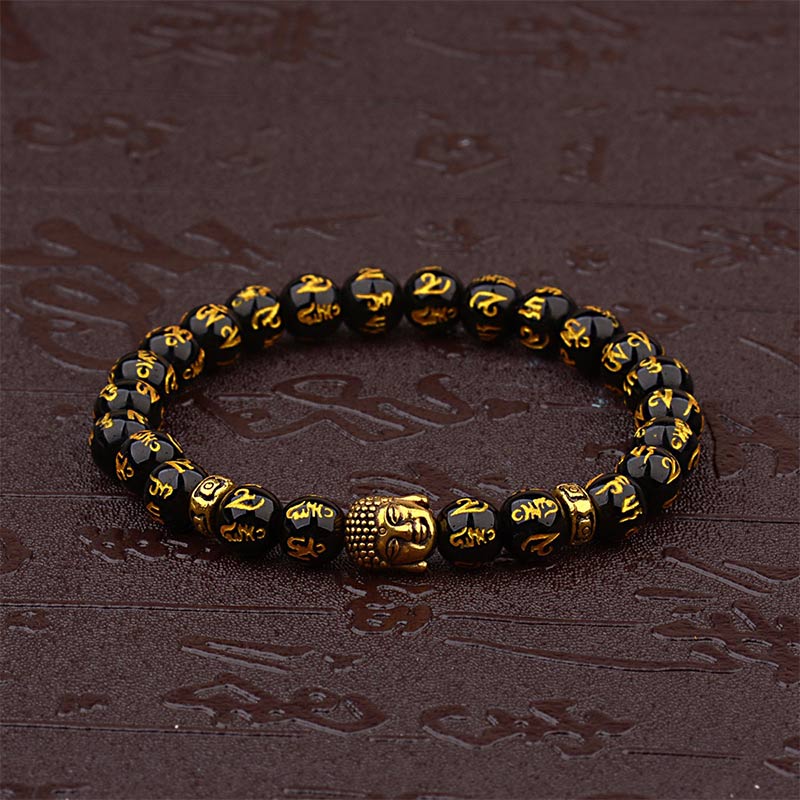 Handmade Tibetan Om Mani Padme Hum Mantra & Buddha Amulet Bracelet