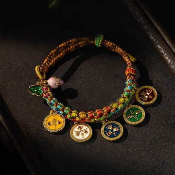 Tibetan Colorful Rope Five God Of Wealth Luck Braid Bracelet