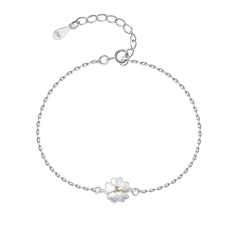 925 Sterling Silver Cherry Blossom Blessing Chain Bracelet