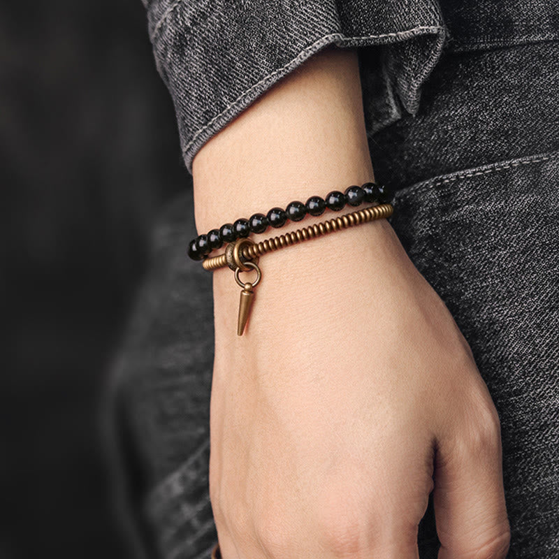 Rainbow Obsidian Copper Inner Peace Healing Double Layer Bracelet