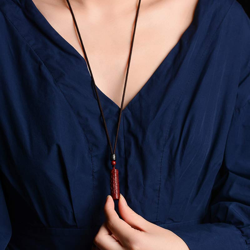 Tibetan Cinnabar Mantra Concentration String Necklace