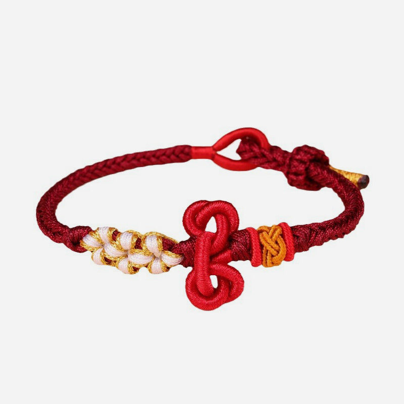 Hand-Braided Wenchang Endless Knot Red String Cord Bracelet