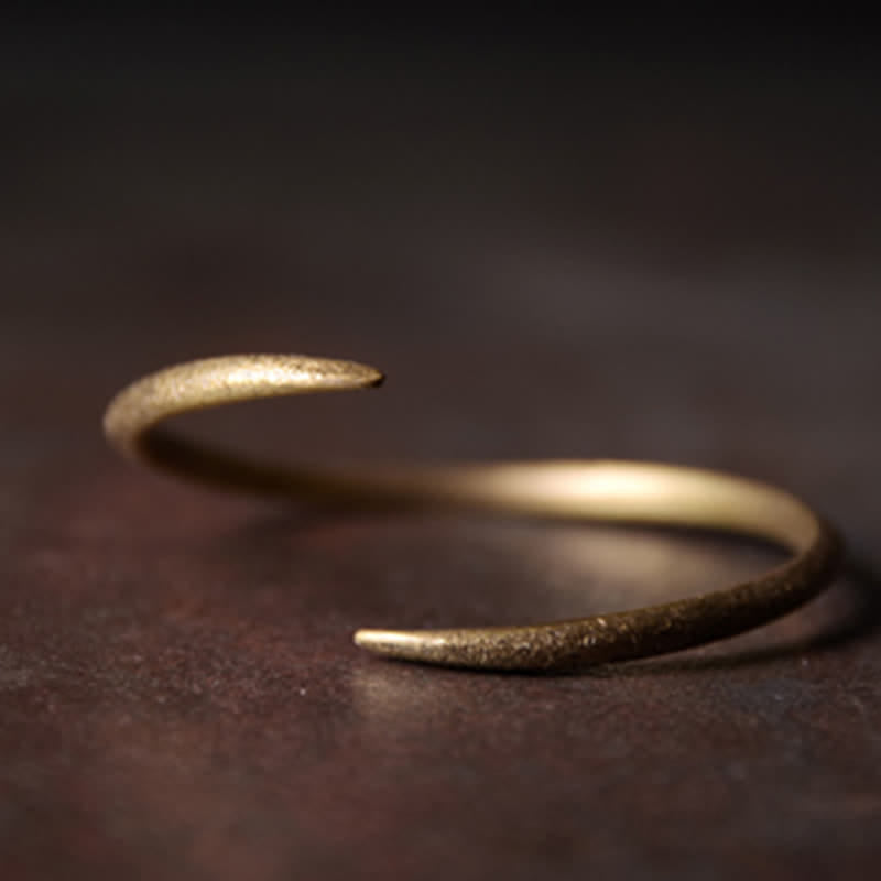 Minimalist Brass and Copper Adjustable Open Cuff Bangle Bracelet