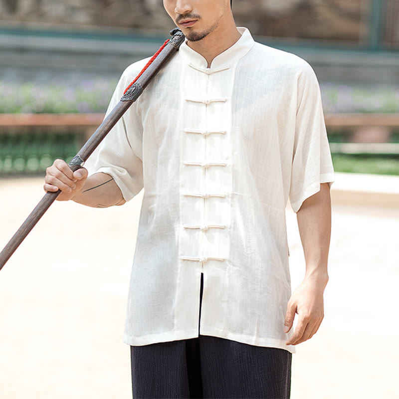 Solid Color Frog-Button Meditation Prayer Spiritual Zen Tai Chi Qigong Practice Unisex Clothing Set