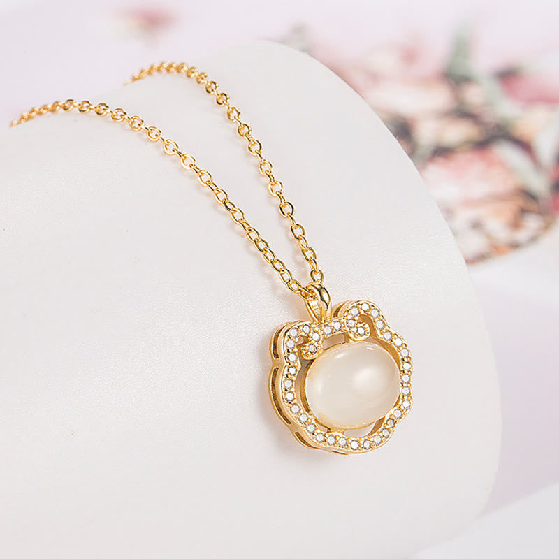 Chalcedony Lock of Good Wishes Positive Necklace Pendant