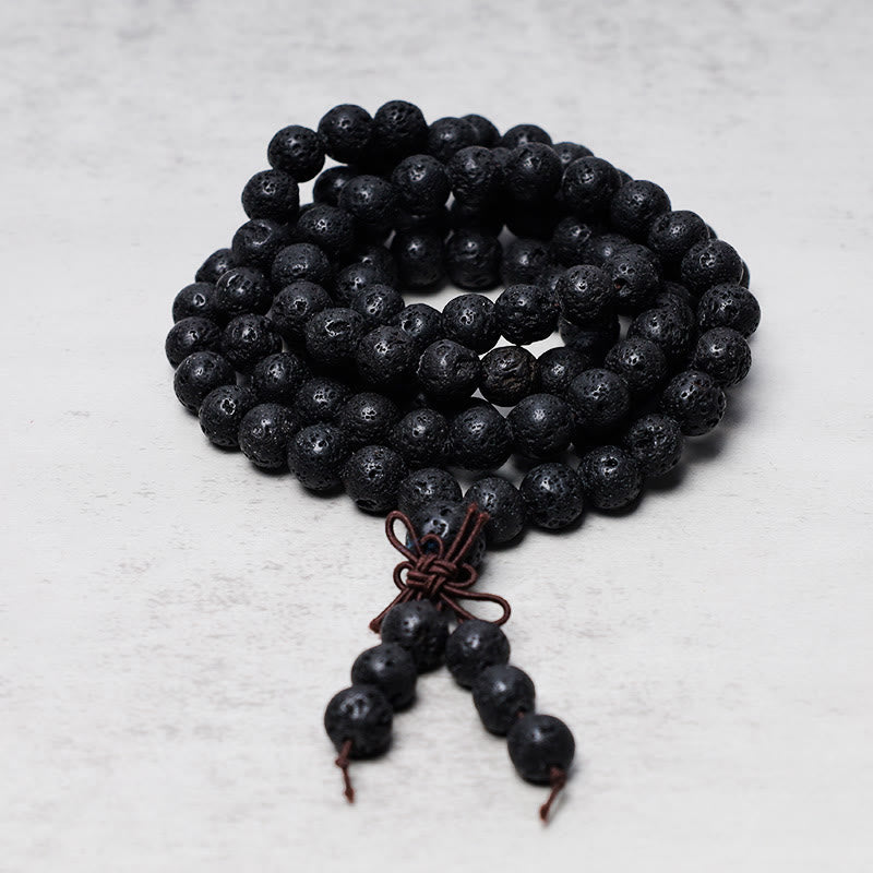 Natural 108 Lava Stone Beads Multi-Wrap Prayer Mala Bracelet Necklace