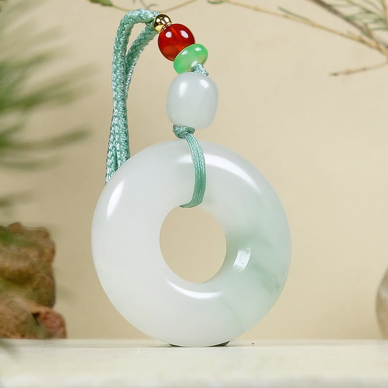 Natural Jade Peace Buckle Prosperity Necklace Pendant