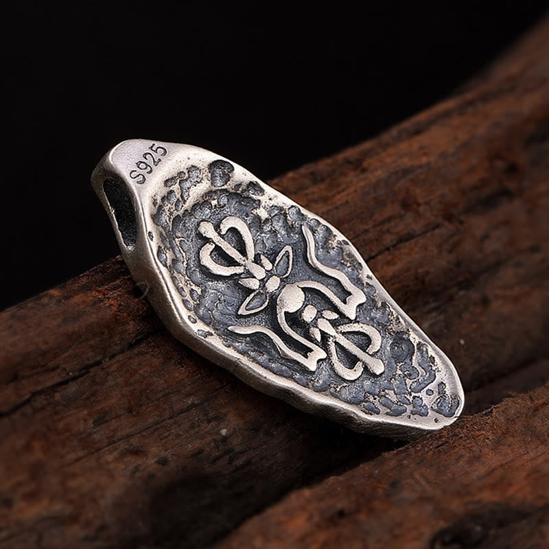 Tibetan 925 Sterling Silver Om Mani Padme Hum Dorje Vajra Engraved Strength Necklace Pendant