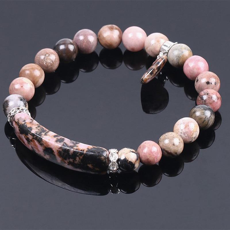 Natural Gemstone Heart Focal Beaded Bracelet for Emotional Balance