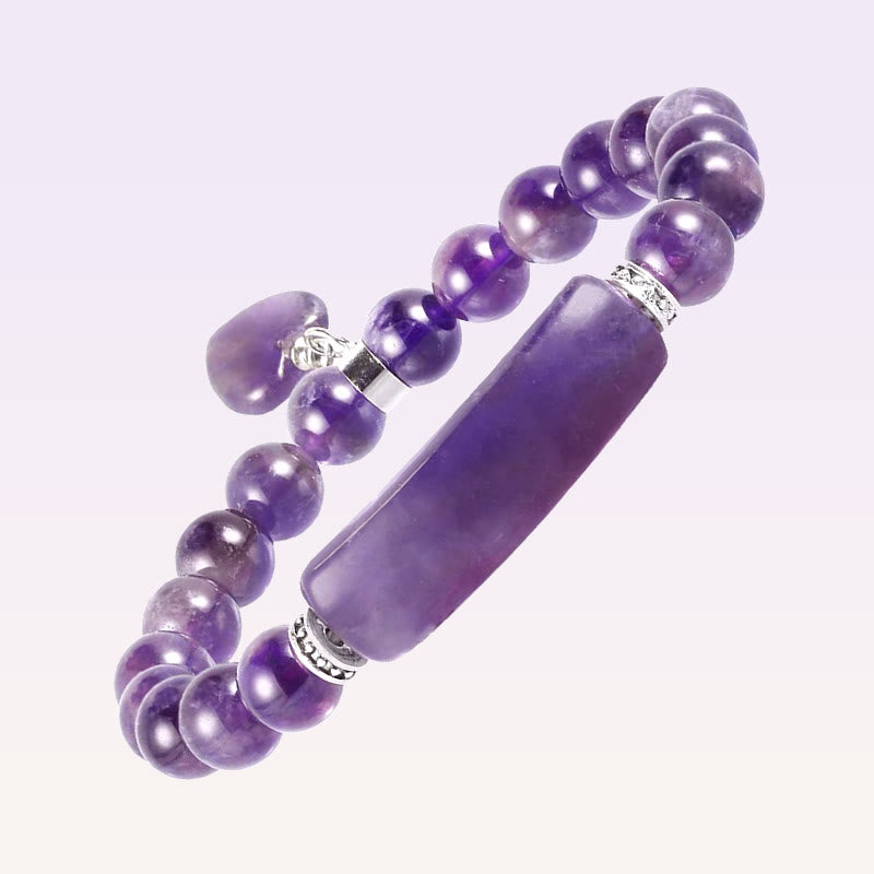 Natural Gemstone Heart Focal Beaded Bracelet for Emotional Balance