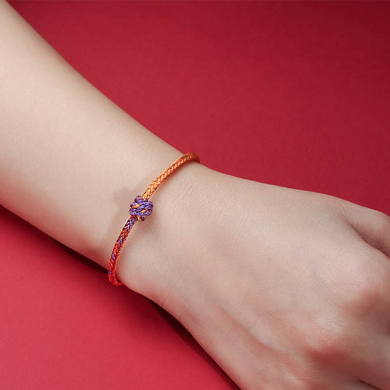 Handcrafted Purple Gold and Red Braided Rope Bracelet