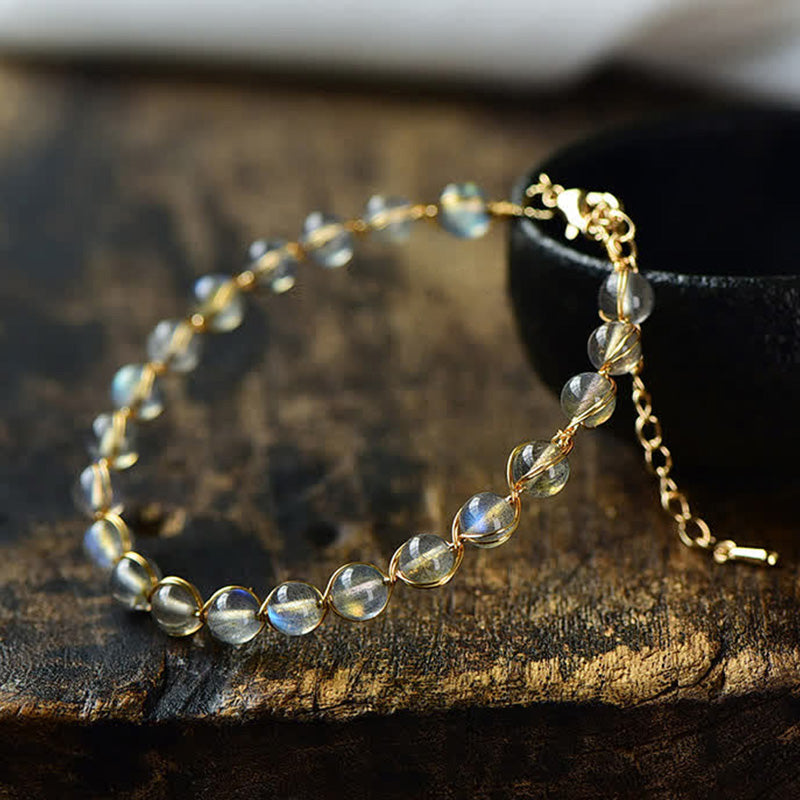 Natural Moonstone 14K Gold Plated Healing Positive Bracelet