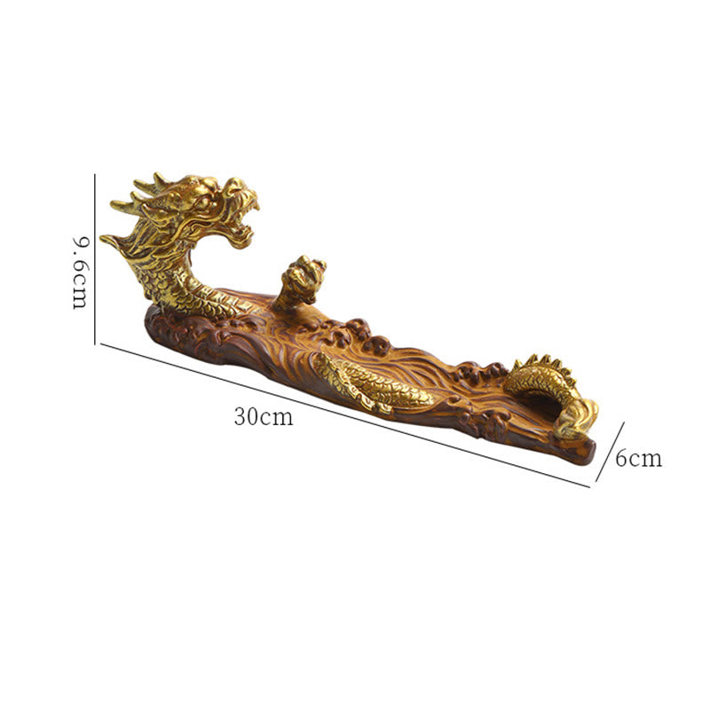 Hand-Finished Dragon Motif Ceramic Stick Incense Burner