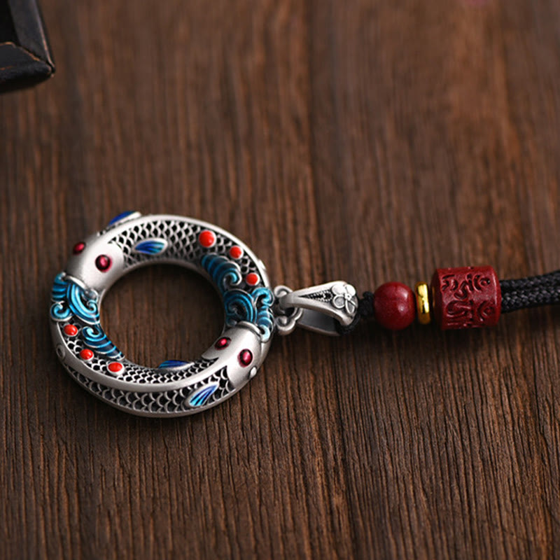 Koi Fish Peace Buckle Copper Wealth Luck Necklace Pendant